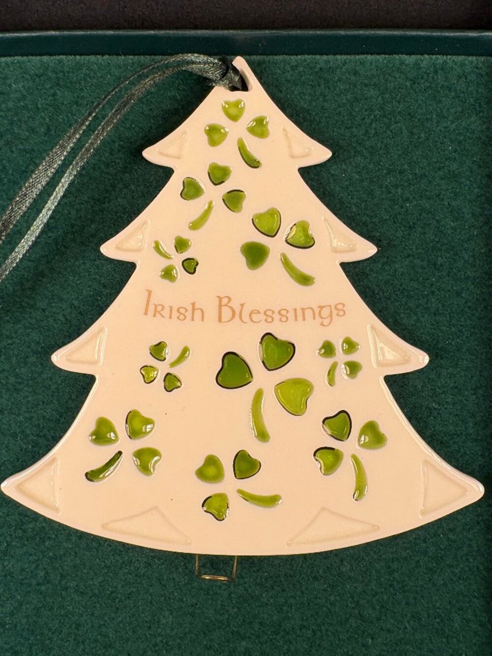 Twelve Twenty-Five Ceramic Irish Blessings Christmas Tree Shamrock Ornament Boxe